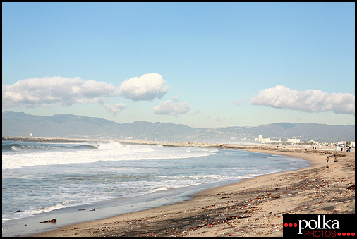Los Angeles rains storms Dockweiler Beach Playa del Rey ocean waves washed up sand junk water bottles motor oil photographer