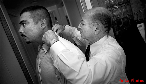 Groom getting ready