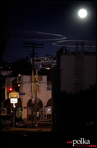 moon, twilight, Playa del Rey, California