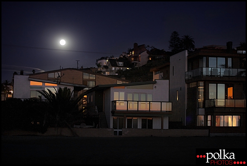 moon, beach, Playa del Rey, California