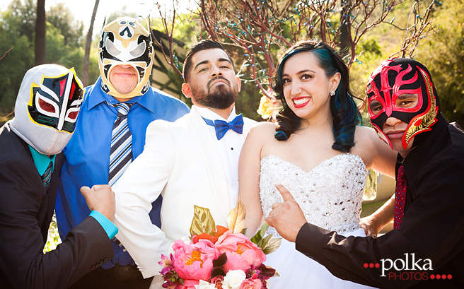 Mexican wedding, lucha libre, luchador, wedding, Los Angeles, bride, groom, offbeat wedding, nontraditional wedding, offbeat bride, Los Angeles wedding