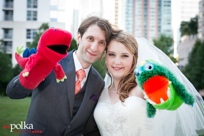 Chicago wedding; wedding; Chicago; Chicago wedding photographer; librarian wedding; Los Angeles wedding photographer; downtown; Windy City, first look, puppets